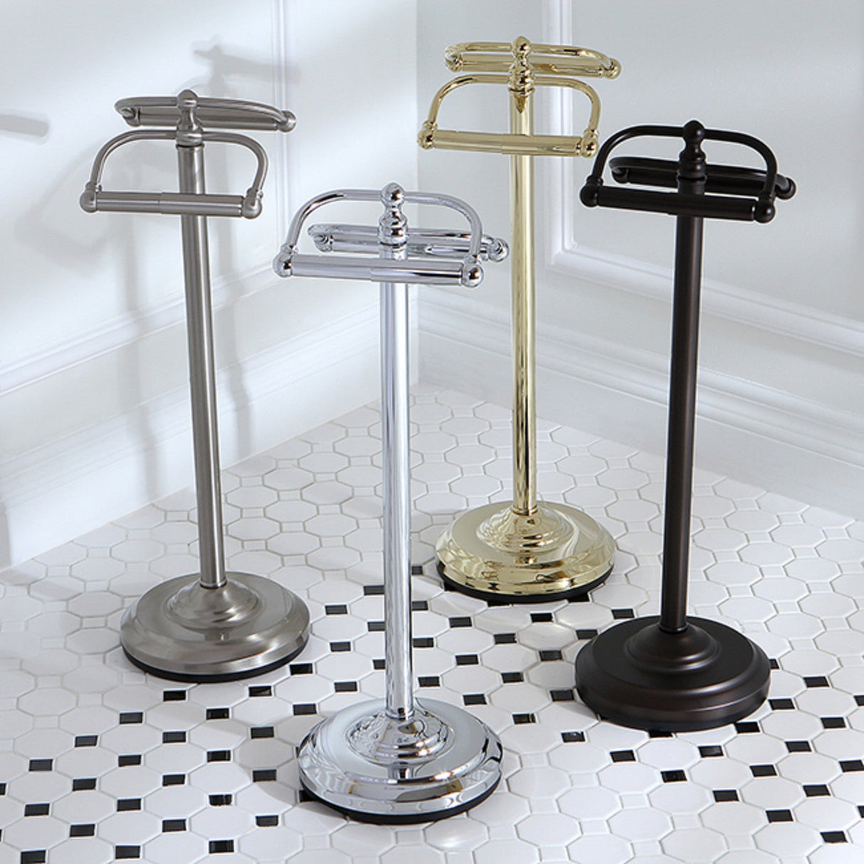 Vintage CC2201 Freestanding Double Roll Toilet Paper Holder, Polished Chrome