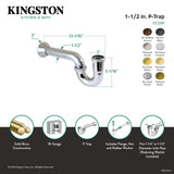 Vintage CC2248 1-1/4 (or 1-1/2) x 1-1/2 Inch Decor P-Trap with Bell Flange, 13-1/16 Inch Length, 18 Gauge, Brushed Nickel