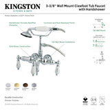 Vintage CC22T1 Three-Handle 2-Hole Tub Wall Mount Clawfoot Tub Faucet with Hand Shower, Polished Chrome