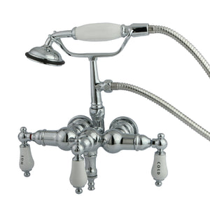 Vintage CC22T1 Three-Handle 2-Hole Tub Wall Mount Clawfoot Tub Faucet with Hand Shower, Polished Chrome