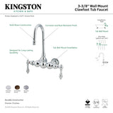 Vintage CC2T1 Two-Handle 2-Hole Tub Wall Mount Clawfoot Tub Faucet, Polished Chrome