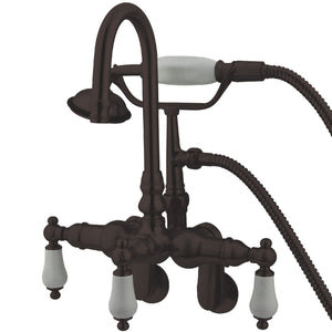 Vintage CC305T5 Three-Handle 2-Hole Tub Wall Mount Clawfoot Tub Faucet with Hand Shower, Oil Rubbed Bronze