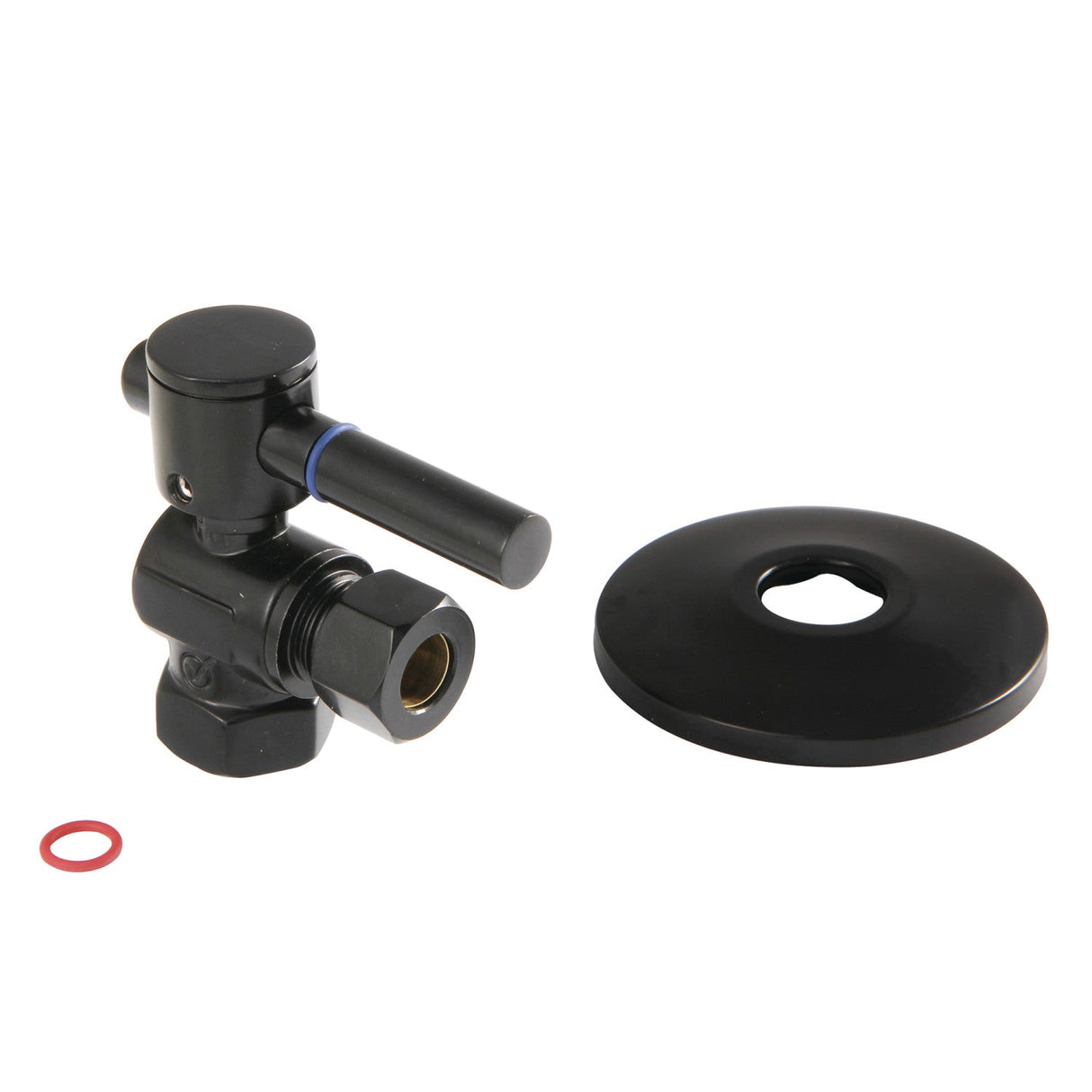 Concord CC33100DLK 3/8-Inch FIP x 3/8-Inch OD Comp Quarter-Turn Angle Stop Valve with Flange, Matte Black