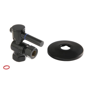 Concord CC33100DLK 3/8-Inch FIP x 3/8-Inch OD Comp Quarter-Turn Angle Stop Valve with Flange, Matte Black