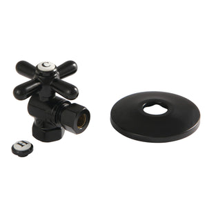 Vintage CC33100XK 3/8-Inch FIP x 3/8-Inch OD Comp Quarter-Turn Angle Stop Valve with Flange, Matte Black