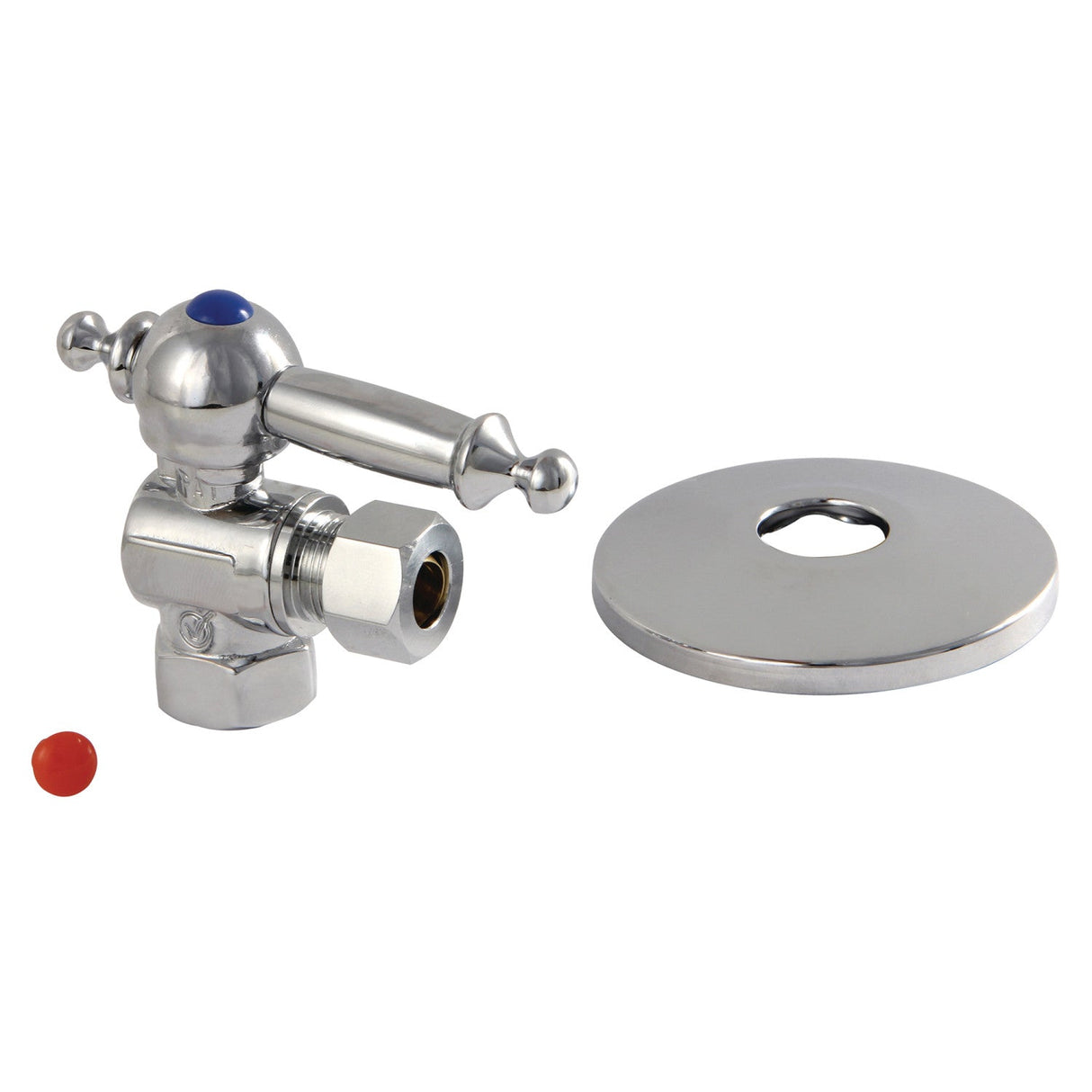 CC33101TLK 3/8-Inch FIP x 3/8-Inch OD Comp Quarter-Turn Angle Stop Valve with Flange, Polished Chrome