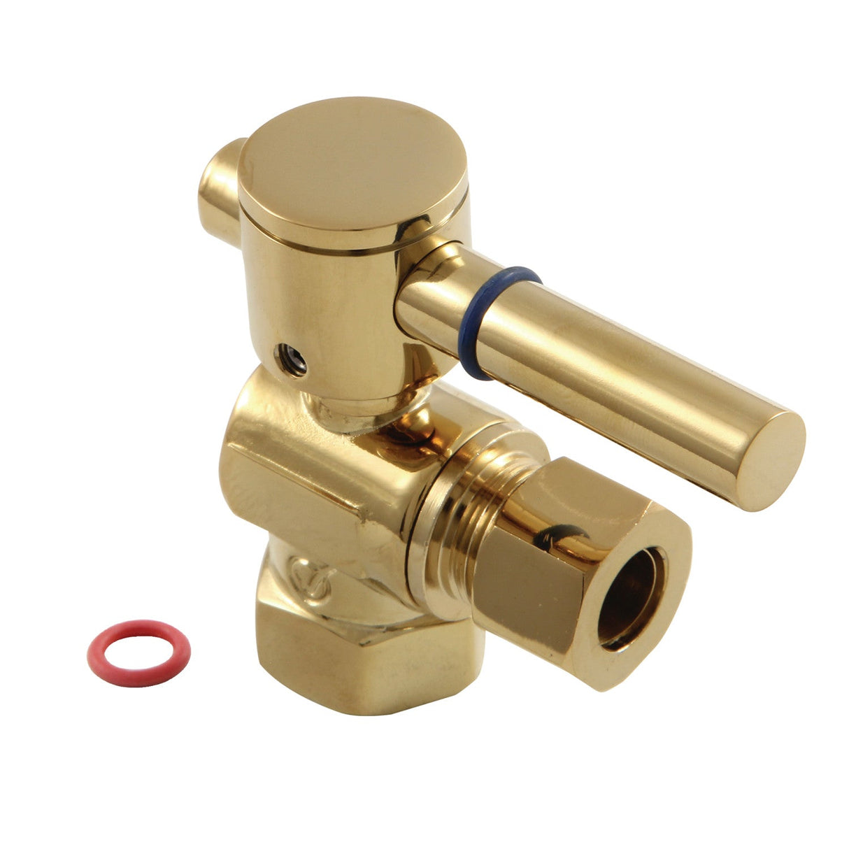 Concord CC33102DL 3/8-Inch FIP x 3/8-Inch OD Comp Quarter-Turn Angle Stop Valve, Polished Brass