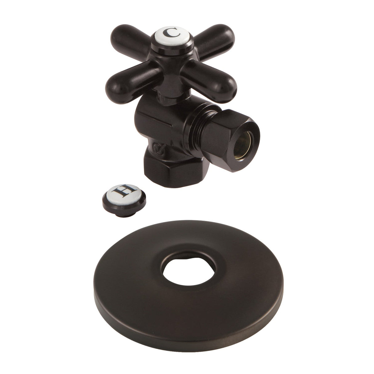 Vintage CC33105XK 3/8-Inch FIP x 3/8-Inch OD Comp Quarter-Turn Angle Stop Valve with Flange, Oil Rubbed Bronze