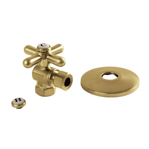 Vintage CC33107XK 3/8-Inch FIP x 3/8-Inch OD Comp Quarter-Turn Angle Stop Valve with Flange, Brushed Brass