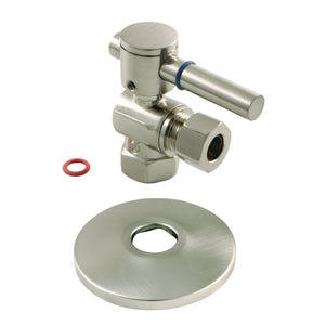 Concord CC33108DLK 3/8-Inch FIP x 3/8-Inch OD Comp Quarter-Turn Angle Stop Valve with Flange, Brushed Nickel