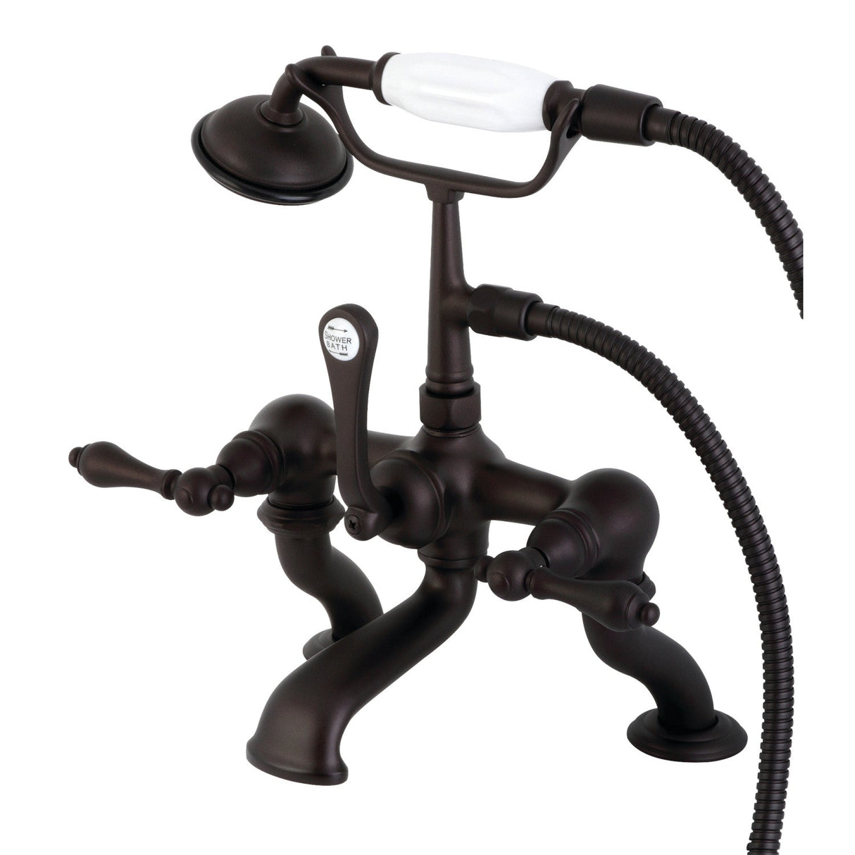 Vintage CC409T5 Three-Handle 2-Hole Deck Mount Clawfoot Tub Faucet with Hand Shower, Oil Rubbed Bronze