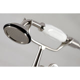 CC409T8BL Three-Handle 2-Hole Deck Mount Clawfoot Tub Faucet with Hand Shower, Brushed Nickel