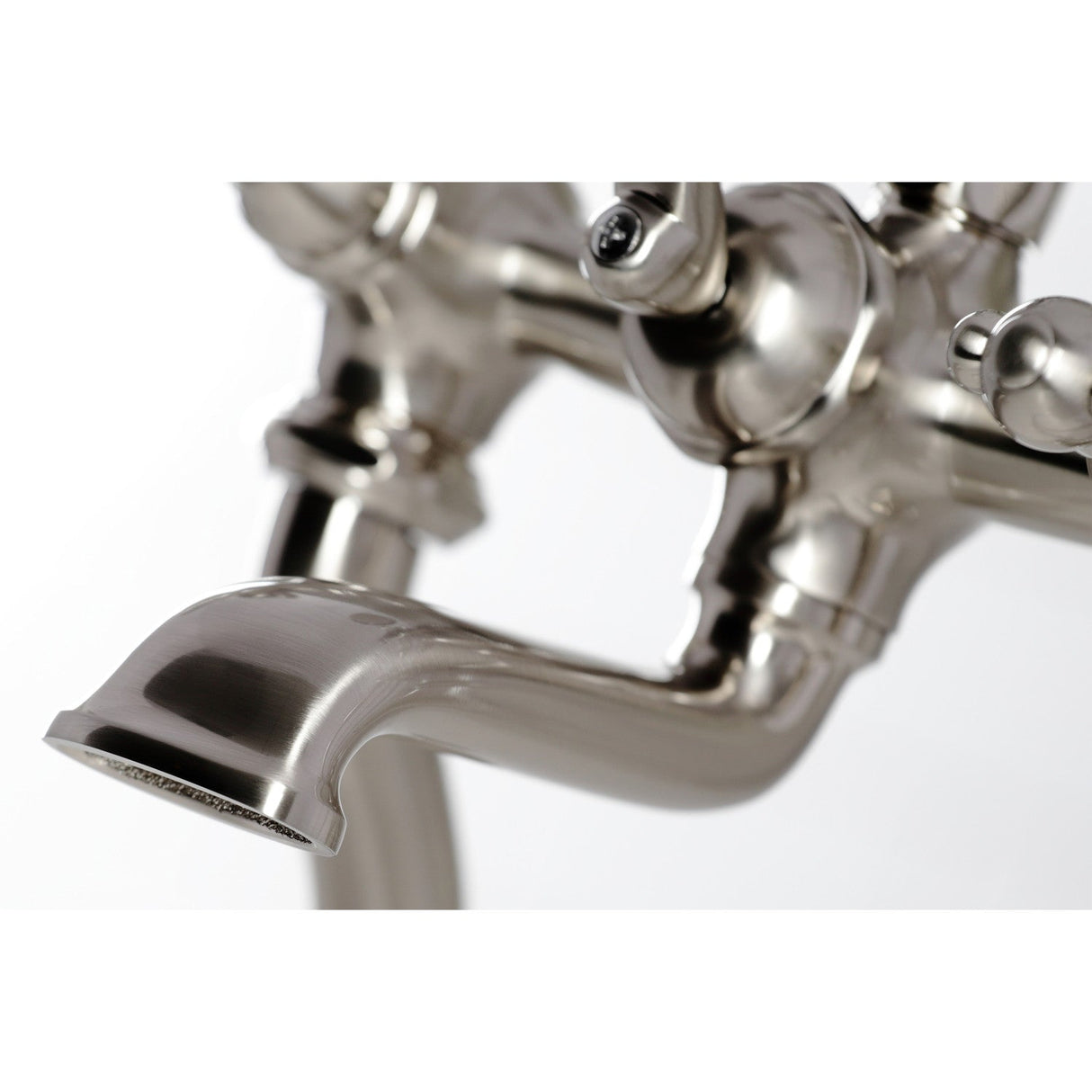 CC409T8BL Three-Handle 2-Hole Deck Mount Clawfoot Tub Faucet with Hand Shower, Brushed Nickel