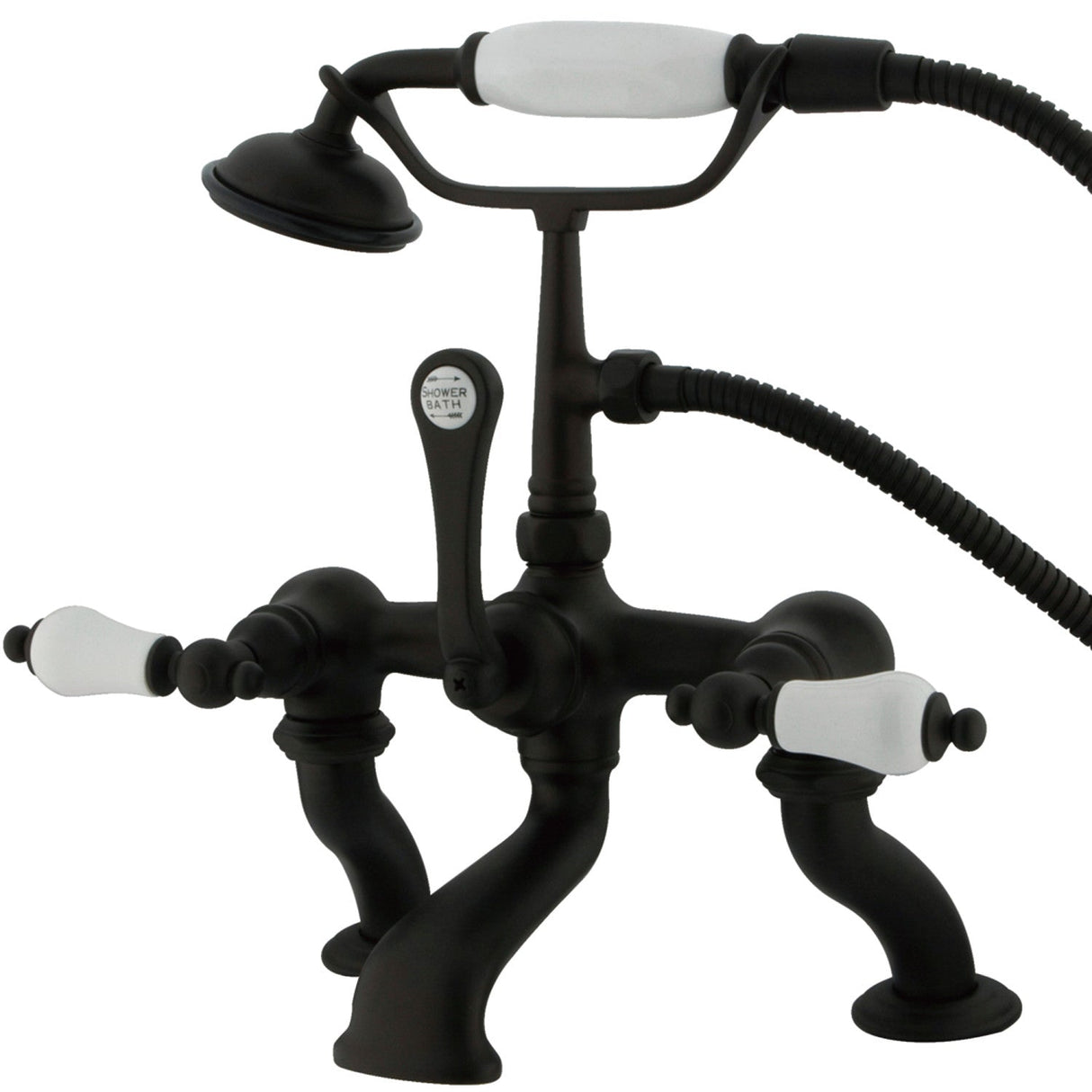 Vintage CC411T5 Three-Handle 2-Hole Deck Mount Clawfoot Tub Faucet with Hand Shower, Oil Rubbed Bronze