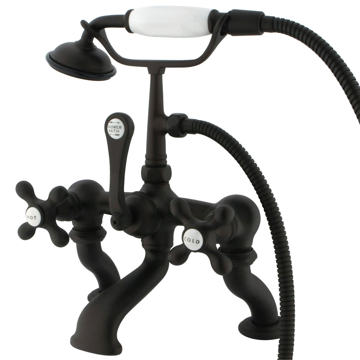 Vintage CC415T5 Three-Handle 2-Hole Deck Mount Clawfoot Tub Faucet with Hand Shower, Oil Rubbed Bronze