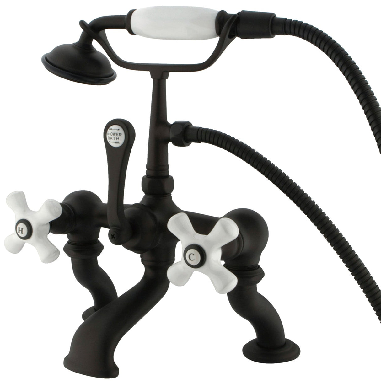 Vintage CC417T5 Three-Handle 2-Hole Deck Mount Clawfoot Tub Faucet with Hand Shower, Oil Rubbed Bronze