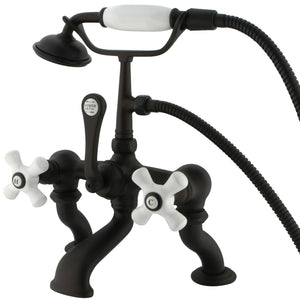 Vintage CC417T5 Three-Handle 2-Hole Deck Mount Clawfoot Tub Faucet with Hand Shower, Oil Rubbed Bronze