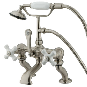 Vintage CC417T8 Three-Handle 2-Hole Deck Mount Clawfoot Tub Faucet with Hand Shower, Brushed Nickel