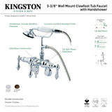 Vintage CC420T1 Three-Handle 2-Hole Tub Wall Mount Clawfoot Tub Faucet with Hand Shower, Polished Chrome