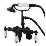 Vintage CC421T5 Three-Handle 2-Hole Tub Wall Mount Clawfoot Tub Faucet with Hand Shower, Oil Rubbed Bronze