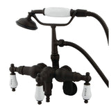 Vintage CC423T5 Three-Handle 2-Hole Tub Wall Mount Clawfoot Tub Faucet with Hand Shower, Oil Rubbed Bronze