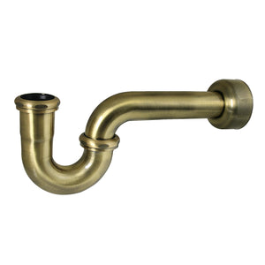 Trimscape CC4243 1-1/4 (or 1-1/2) x 1-1/2 Inch Decor P-Trap with High Box Flange, 13-1/16 Inch Length, 18 Gauge, Antique Brass