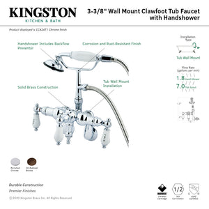 Vintage CC424T1 Three-Handle 2-Hole Tub Wall Mount Clawfoot Tub Faucet with Hand Shower, Polished Chrome