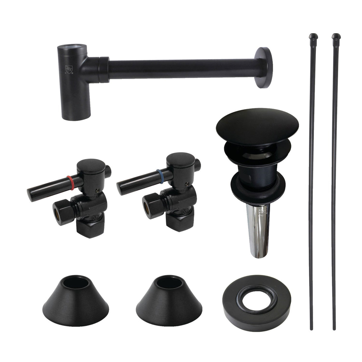 Trimscape CC43100DLVOKB30 Contemporary Plumbing Sink Trim Kit with Bottle Trap and Overflow Drain, Matte Black