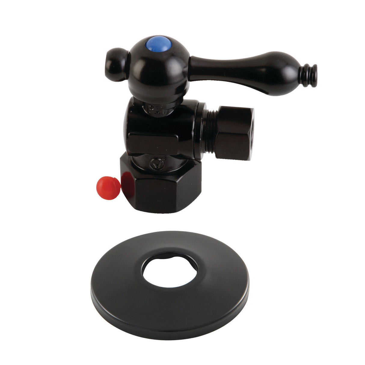 Vintage CC43100K 1/2-Inch FIP x 3/8-Inch OD Comp Quarter-Turn Angle Stop Valve with Flange, Matte Black