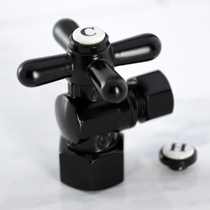 Vintage CC43100X 1/2-Inch FIP x 3/8-Inch OD Comp Quarter-Turn Angle Stop Valve, Matte Black