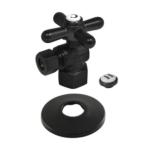 Vintage CC43100XK 1/2-Inch FIP x 3/8-Inch OD Comp Quarter-Turn Angle Stop Valve with Flange, Matte Black