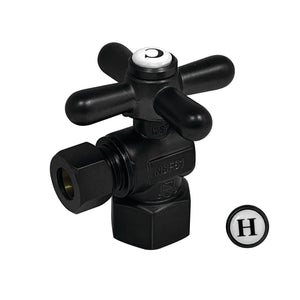 Vintage CC43100X 1/2-Inch FIP x 3/8-Inch OD Comp Quarter-Turn Angle Stop Valve, Matte Black