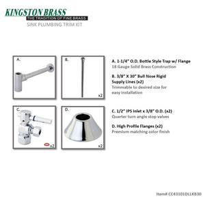 Trimscape CC43101DLLKB30 Contemporary Plumbing Sink Trim Kit with Bottle Trap, Polished Chrome