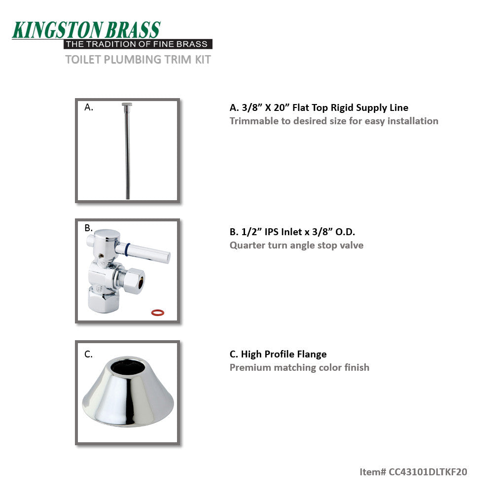 Trimscape CC43101DLTKF20 Contemporary Plumbing Toilet Trim Kit, Polished Chrome