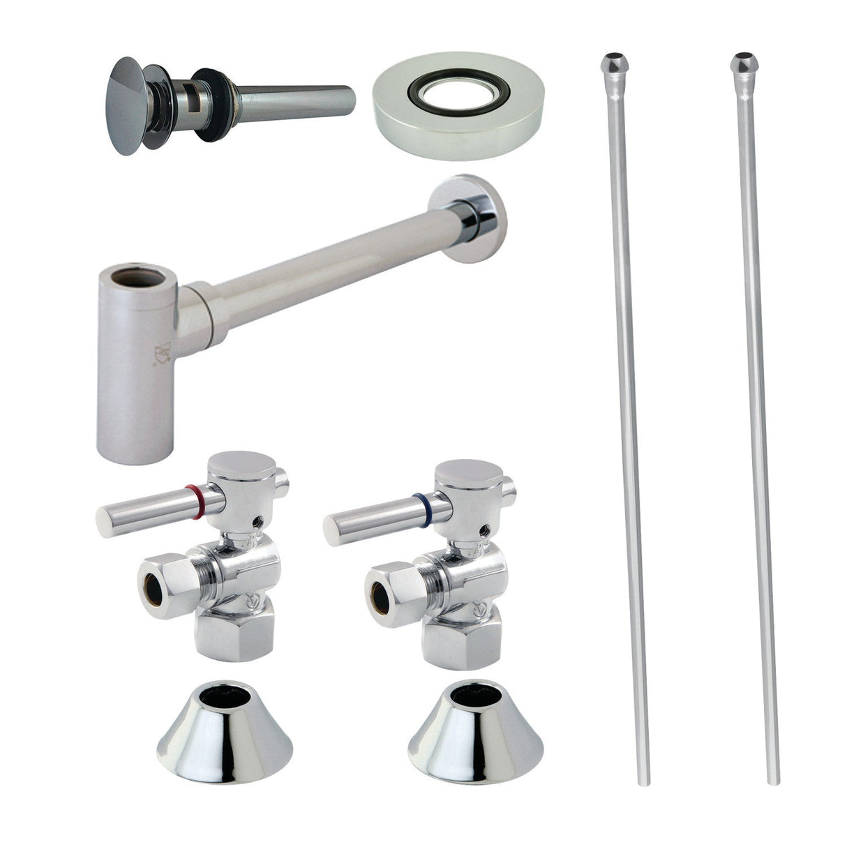 Trimscape CC43101DLVOKB30 Contemporary Plumbing Sink Trim Kit with Bottle Trap and Overflow Drain, Polished Chrome