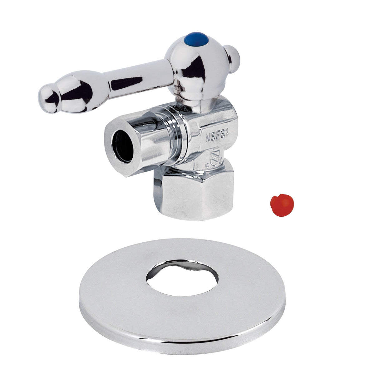 CC43101KLK 1/2-Inch FIP x 3/8-Inch OD Comp Quarter-Turn Angle Stop Valve with Flange, Polished Chrome