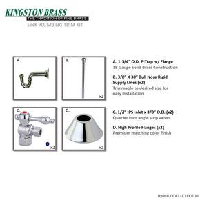 Trimscape CC43101LKB30 Traditional Plumbing Sink Trim Kit with P-Trap, Polished Chrome