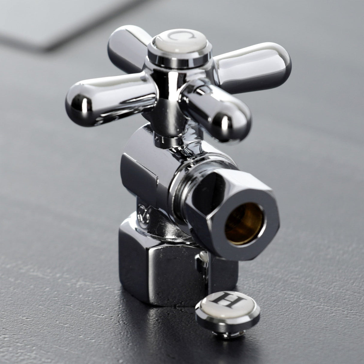 Vintage CC43101X 1/2-Inch FIP x 3/8-Inch OD Comp Quarter-Turn Angle Stop Valve, Polished Chrome