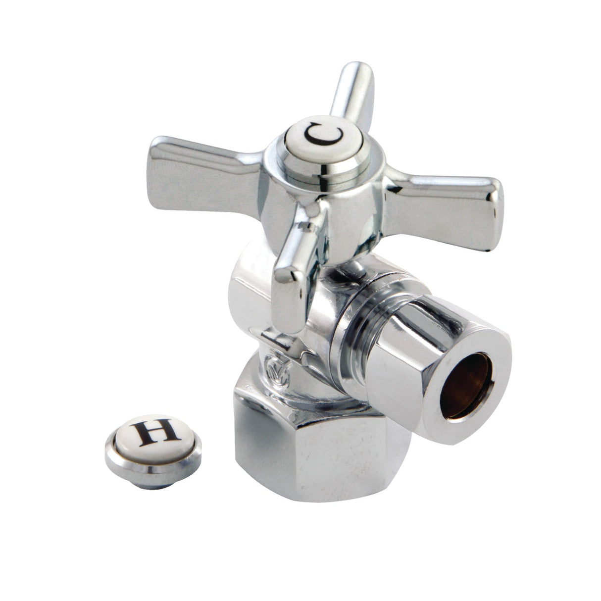 Millennium CC43101ZX 1/2-Inch FIP x 3/8-Inch OD Comp Quarter-Turn Angle Stop Valve, Polished Chrome