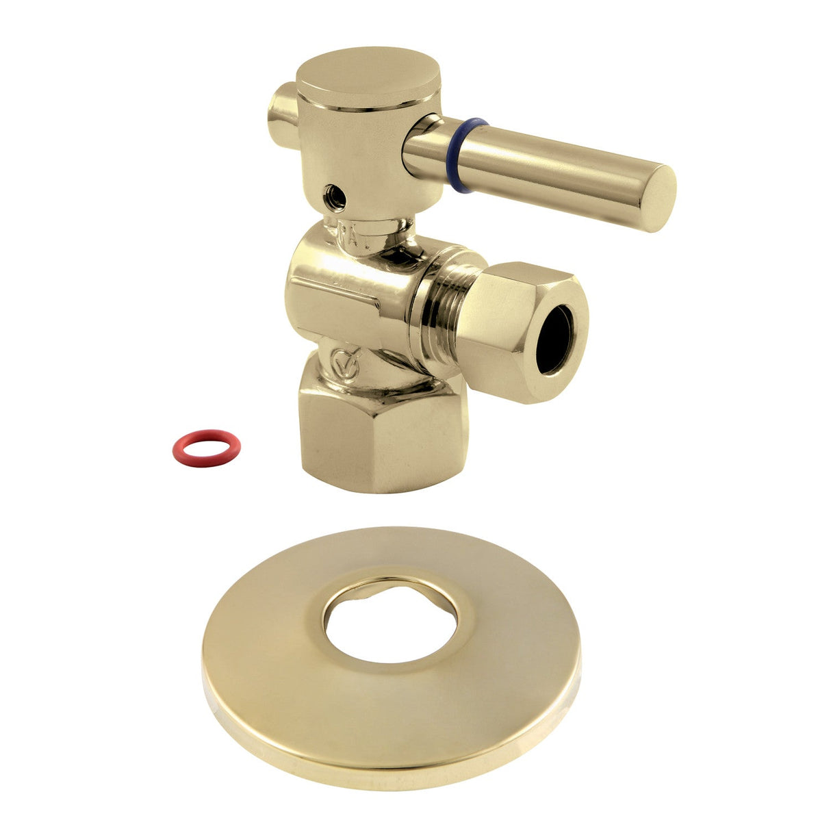 CC43102DLK 1/2-Inch FIP x 3/8-Inch OD Comp Quarter-Turn Angle Stop Valve with Flange, Polished Brass