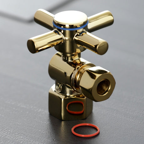 Concord CC43102DX 1/2-Inch FIP x 3/8-Inch OD Comp Quarter-Turn Angle Stop Valve, Polished Brass