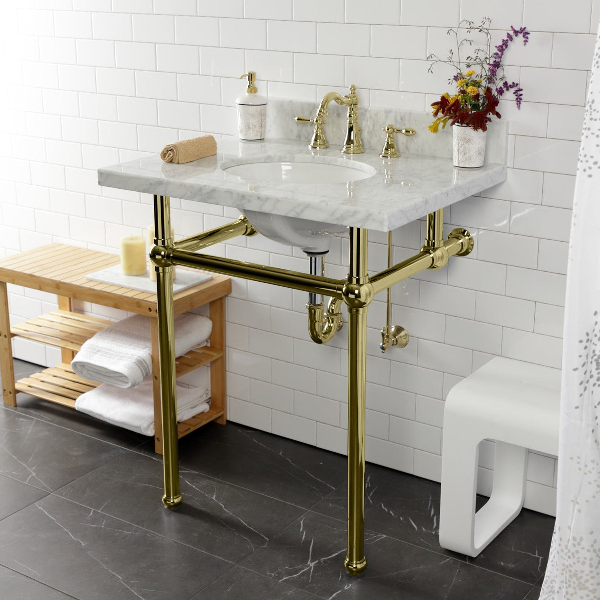 Trimscape CC43102LKB30 Traditional Plumbing Sink Trim Kit with P-Trap, Polished Brass