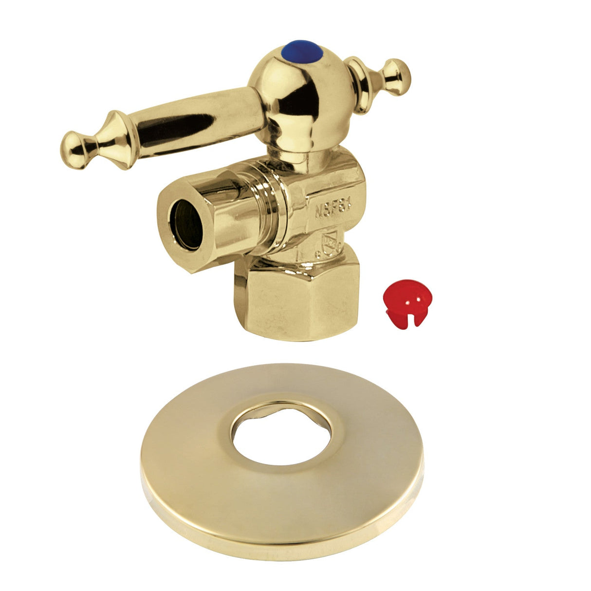 CC43102TLK 1/2-Inch FIP x 3/8-Inch OD Comp Quarter-Turn Angle Stop Valve with Flange, Polished Brass
