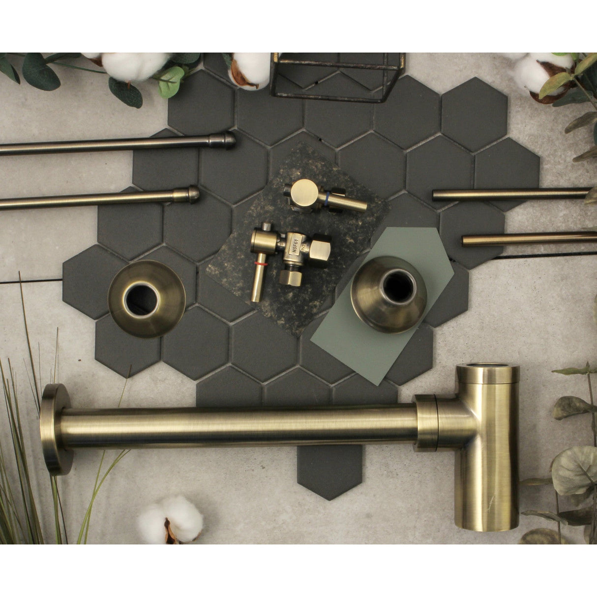 Trimscape CC43103DLLKB30 Contemporary Plumbing Sink Trim Kit with Bottle Trap, Antique Brass