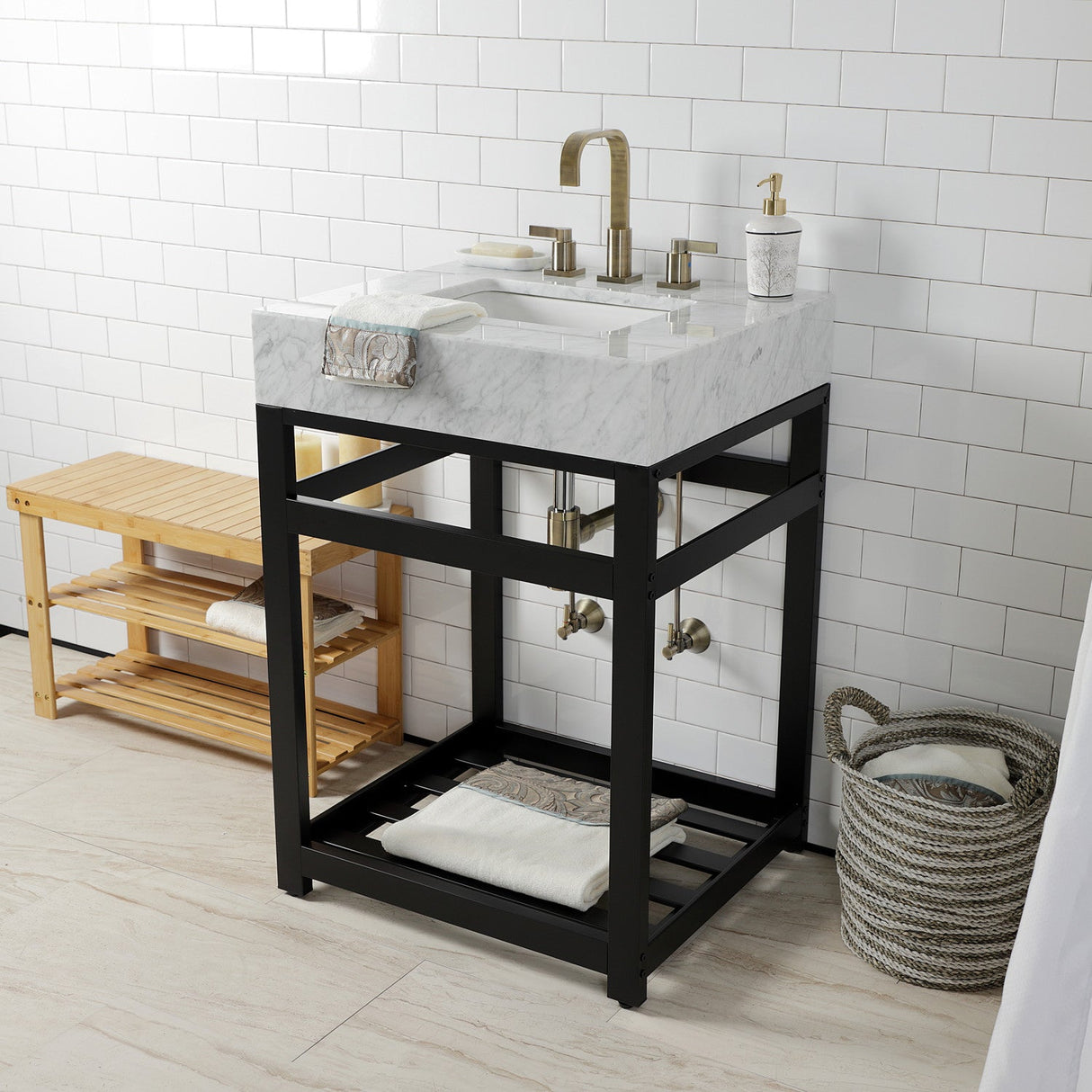 Trimscape CC43103DLLKB30 Contemporary Plumbing Sink Trim Kit with Bottle Trap, Antique Brass