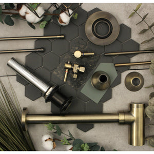 Trimscape CC43103DLVKB30 Contemporary Plumbing Sink Trim Kit with Bottle Trap and Drain, Antique Brass