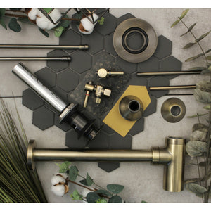 Trimscape CC43103DLVOKB30 Contemporary Plumbing Sink Trim Kit with Bottle Trap and Overflow Drain, Antique Brass