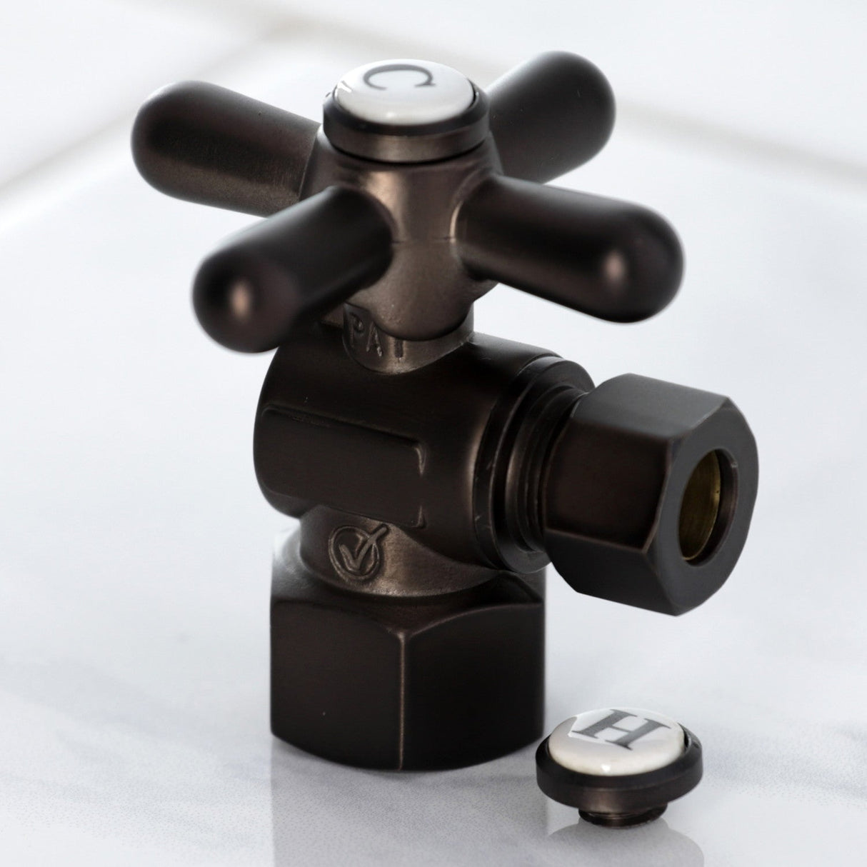 Vintage CC43105X 1/2-Inch FIP x 3/8-Inch OD Comp Quarter-Turn Angle Stop Valve, Oil Rubbed Bronze