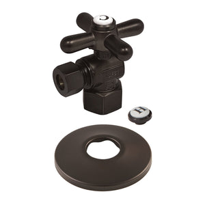 Vintage CC43105XK 1/2-Inch FIP x 3/8-Inch OD Comp Quarter-Turn Angle Stop Valve with Flange, Oil Rubbed Bronze