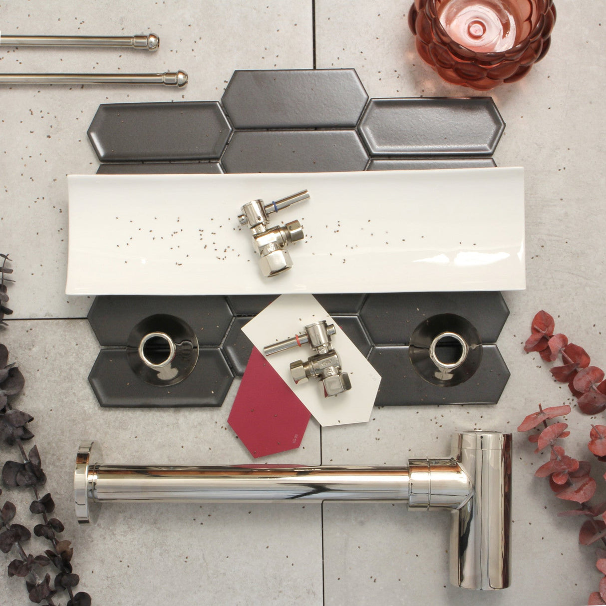 Trimscape CC43106DLLKB30 Contemporary Plumbing Sink Trim Kit with Bottle Trap, Polished Nickel